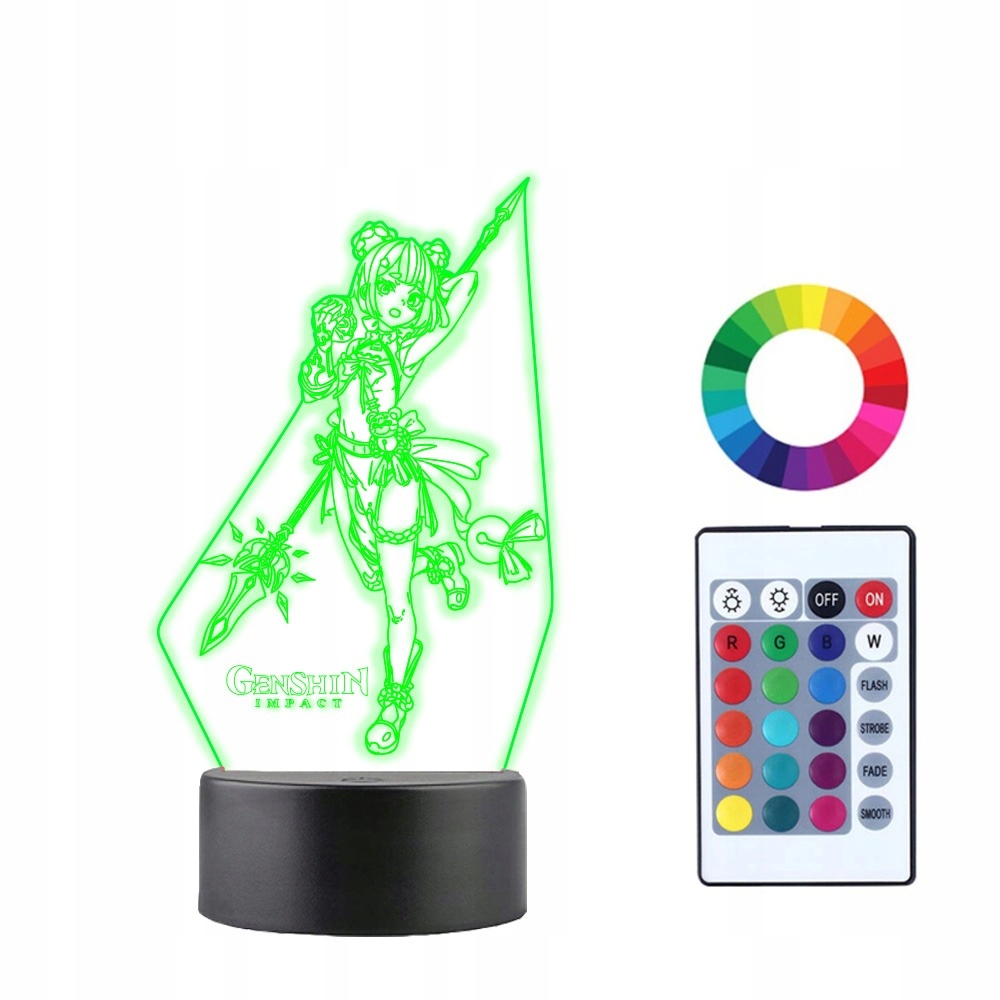 Lampka Nocna 3D LED GENSHIN XIANGLING Imię Prezent