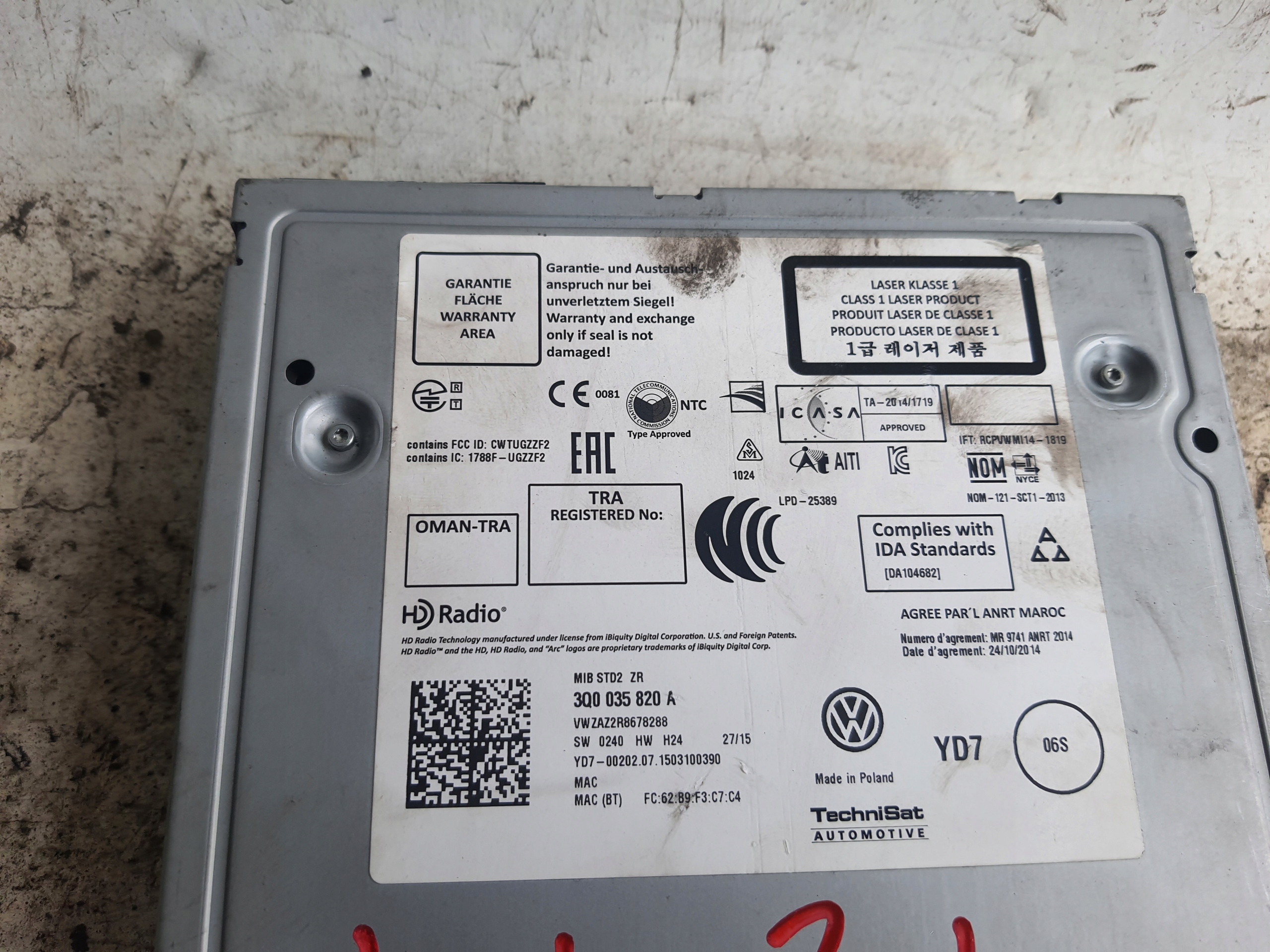 VW POLO 5 6C 14-17 player NAVI 3Q0035820A