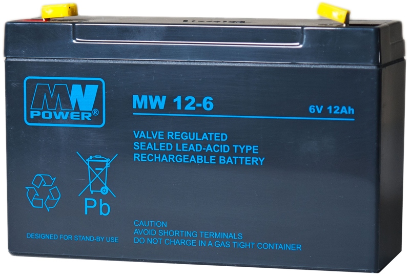 Akumulator Bateria Agm Vrla Mw Power MW12-6 6V 12AH MW12 Alarm Centrala Ups