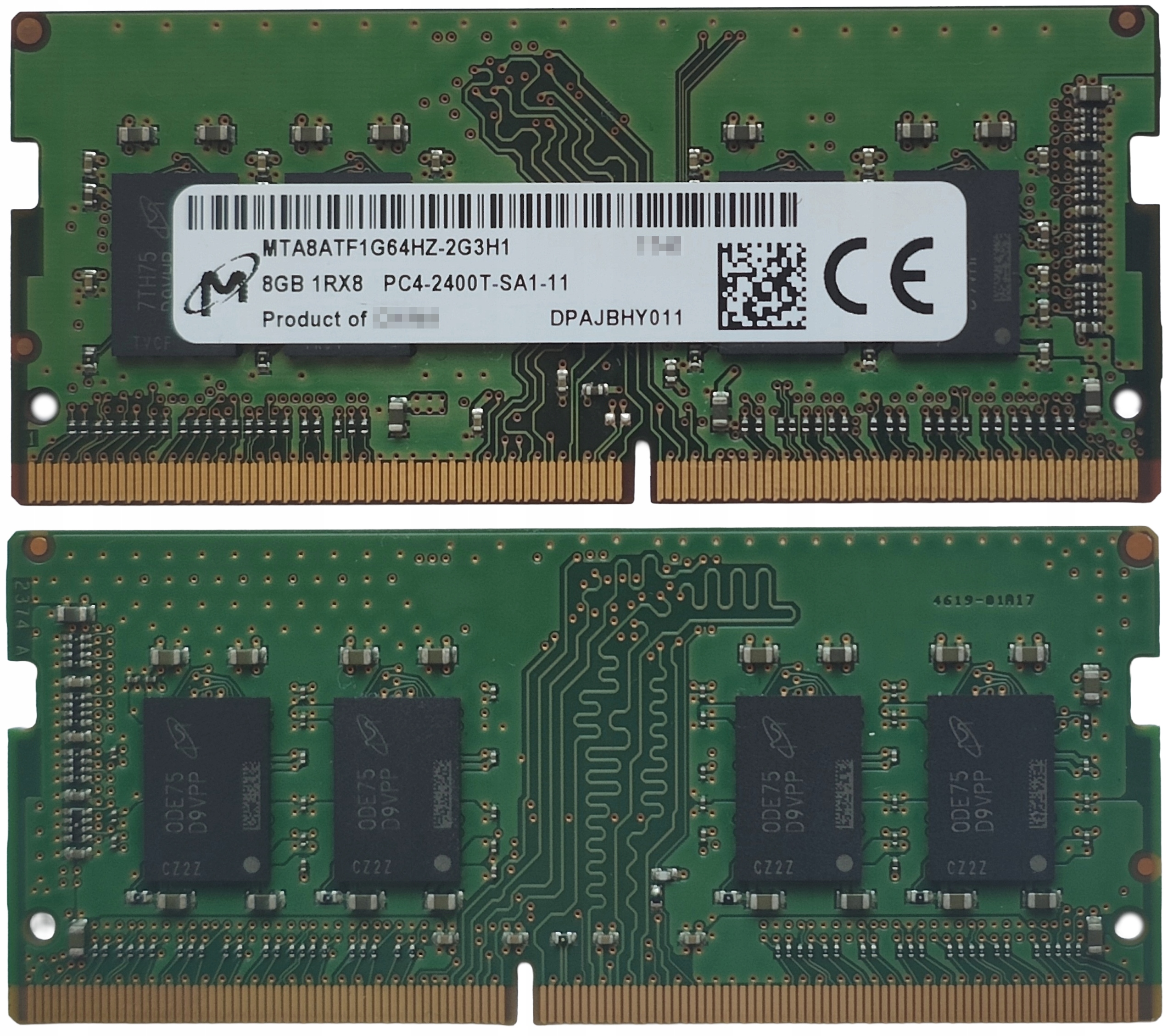 (n) 8GB 1*8GB Micron DDR4 2400MHz 1,2V MTA8ATF1G64HZ-2G3H1