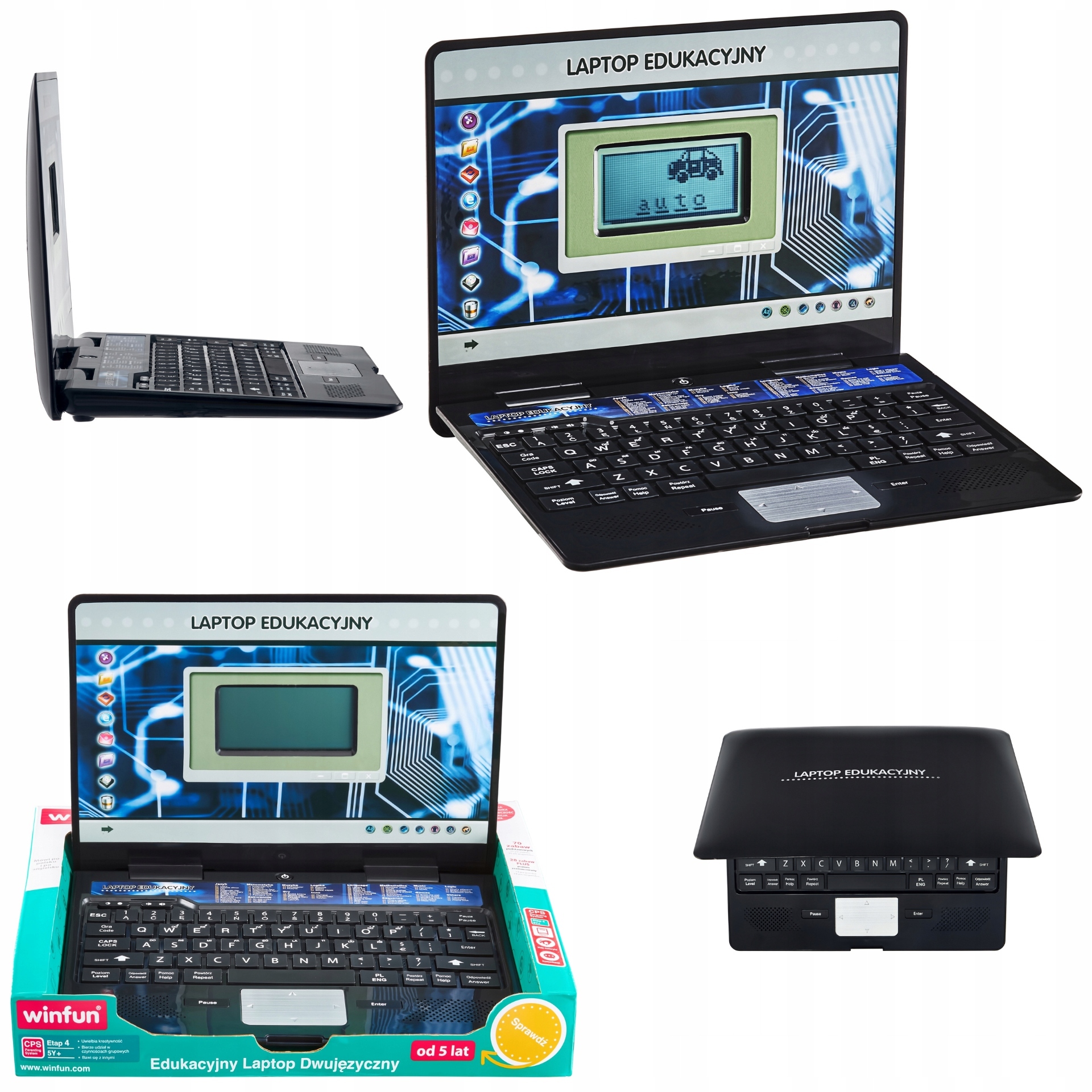 LAPTOP EDUKACYJNY INTERAKTYWNY DLA DZIECI NAUKA ANGIELSKIEGO DWUJĘZYCZNY PL Kod producenta komputerek komputer tablet uczy liczenia GRY