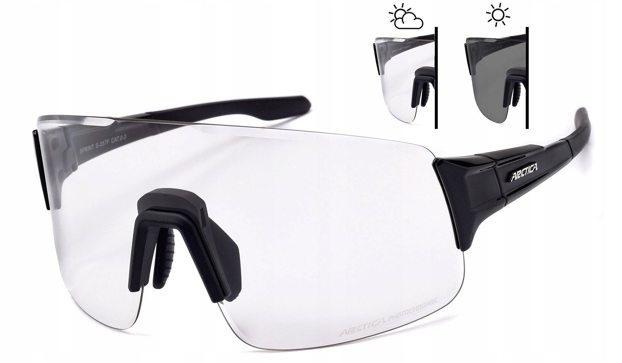 OKULARY ROWEROWE FOTOCHROMOWE KAT. 0-3 ARCTICA S-357F UV400 MONOLENS UNISEX Marka Arctica