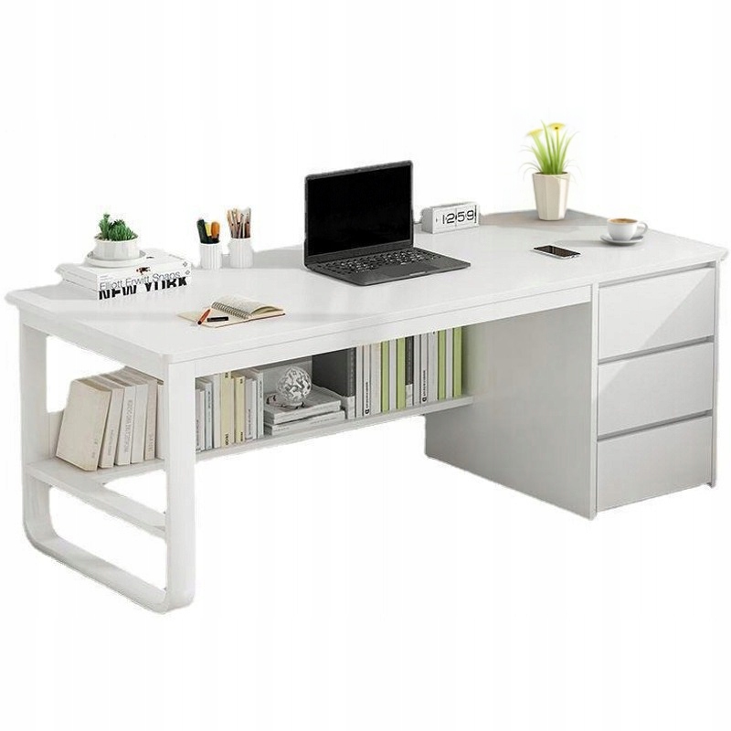 Počítačový Stôl Loft Biely Pod Notebook Škandinávsky Počítač S 3 Policami