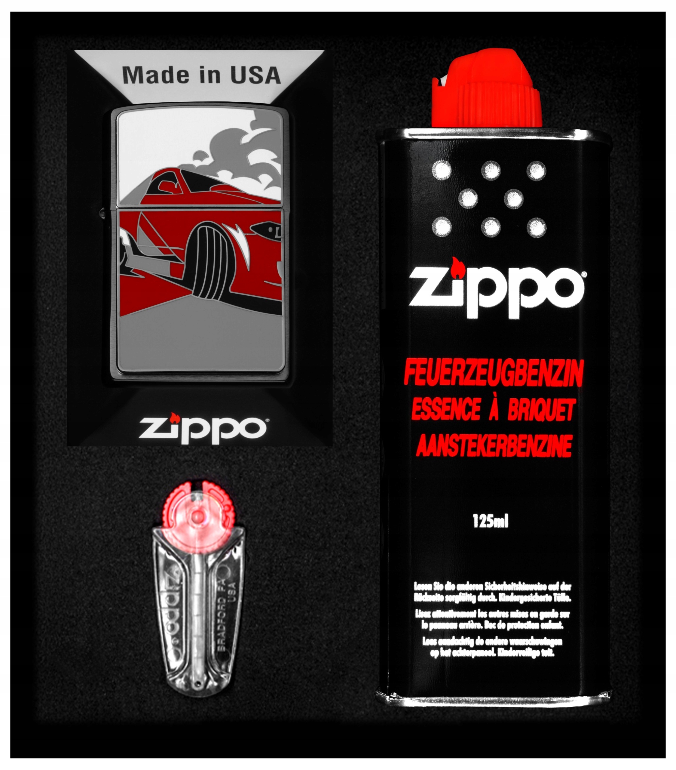 Sada Zippo Zapalovač Racing Car Dárkový No1