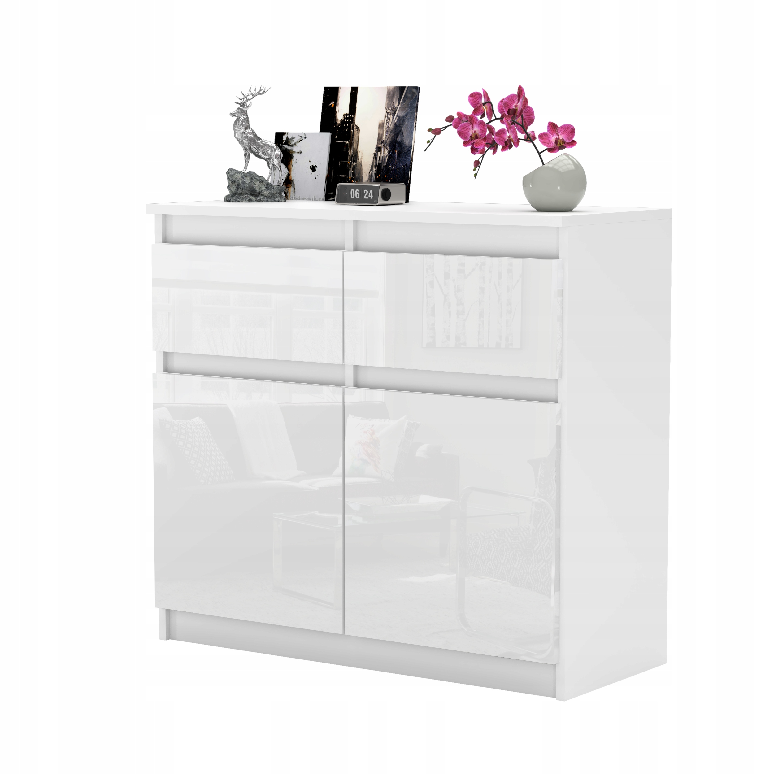 Komoda OLA szafka 80 cm 2 szuflady nowoczesna pojemna rtv POŁYSK system