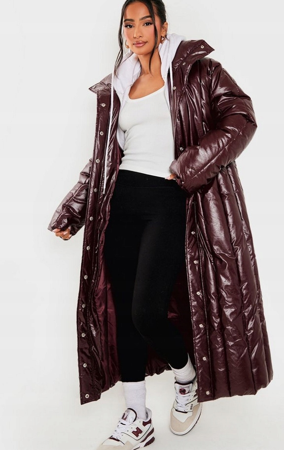 KU545 Prettylittlething Dlouhý Péřový Kabát (49) S