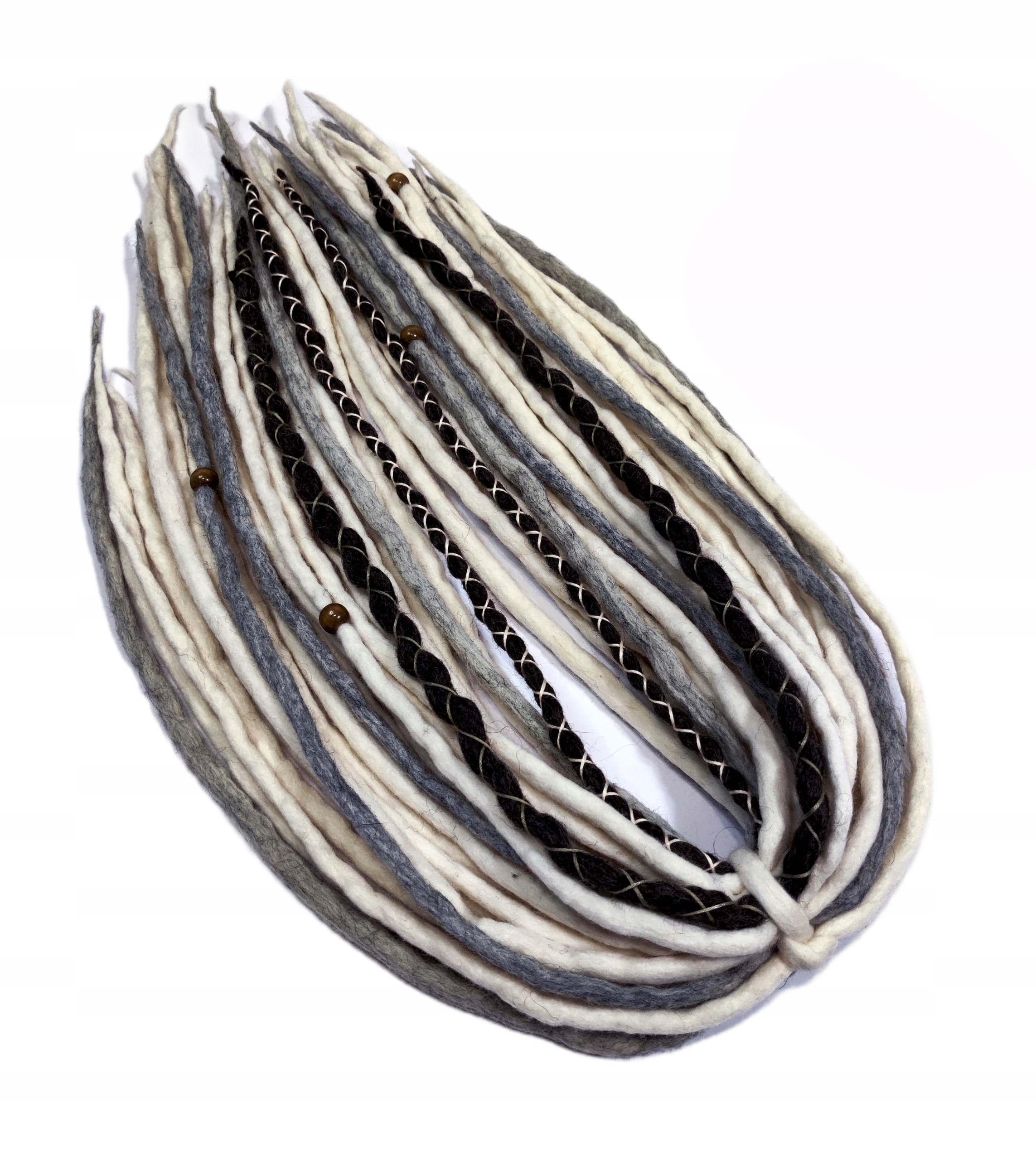 Vlněné pastelky Dredy, bílé šedohnědé, Mlhavé Ráno, 40 kusů