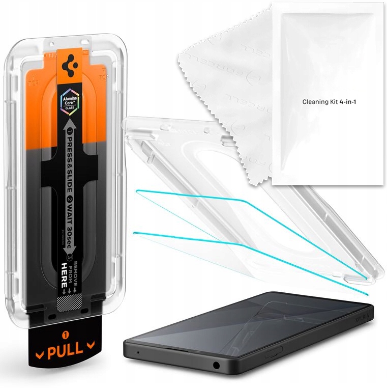 2x Szkło z aplikatorem Spigen Glas.tR Ez Fit Pro do Xperia 10 VII ścierka