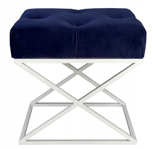 Čalúnená lavička kovová X granátová biela