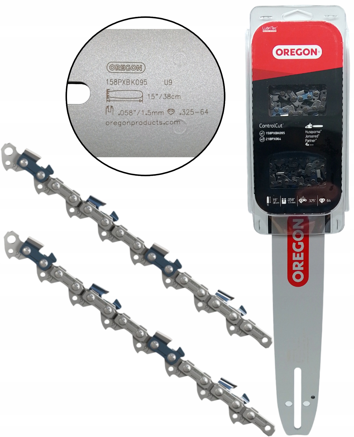 Oregon Combo Zestaw Prowadnica 158PXBK095 2x Łańcuch 21BPX064E Do pilarki