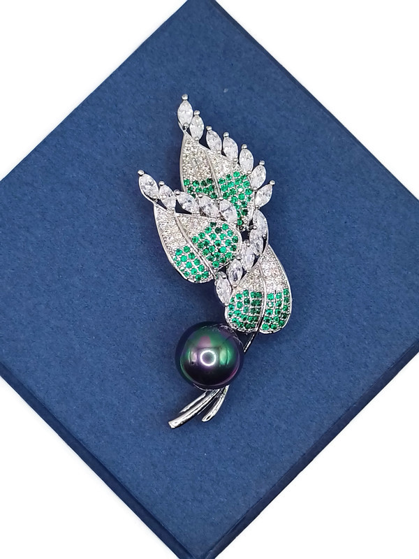 Luxusní Brož Přívěsek Větvička Stříbrné Rhodium Dárek Krabička