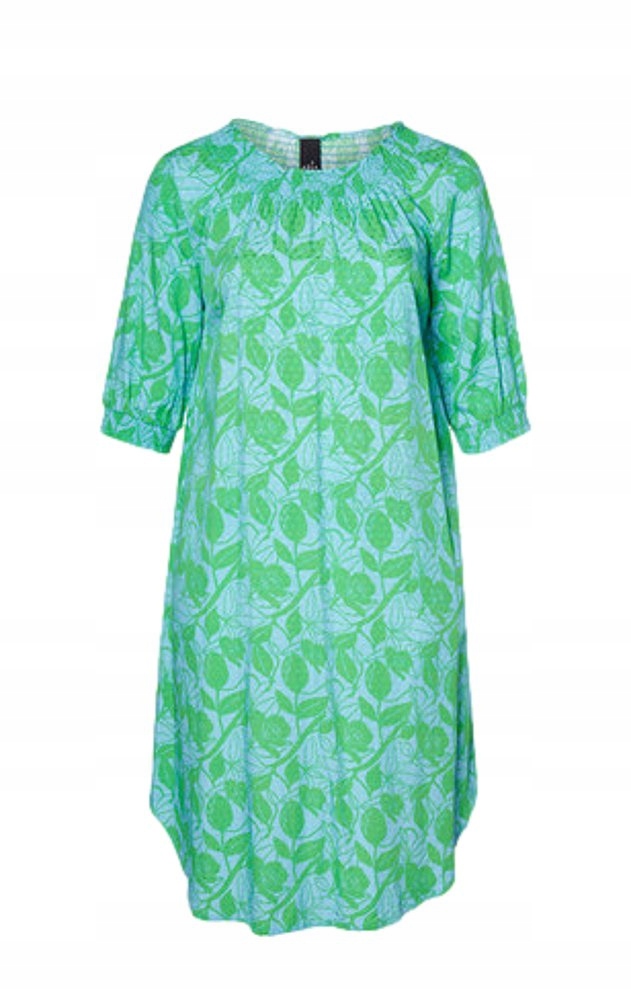 Lehká, Rafinovaná Modrá Zelená Šaty Se Vzorem Adia A167 50