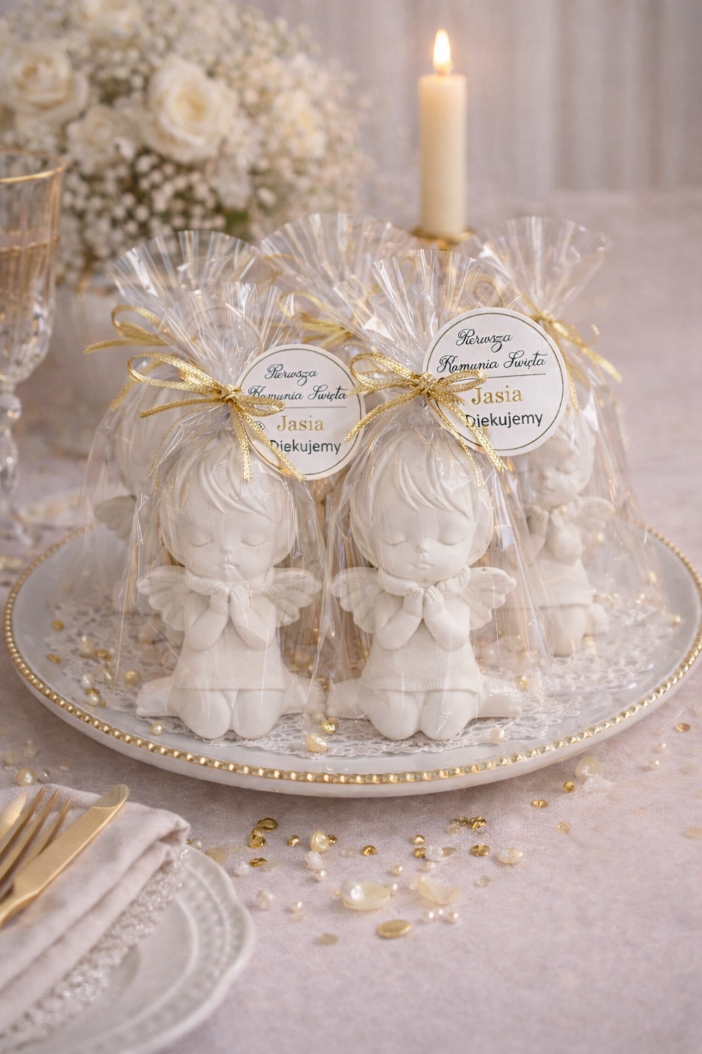 Podziękowania dla gości Chrzest, Roczek, Komunia Ślub- Aniołek