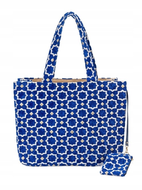Dámská velká kabelka A4 shopper boho etno marocká modrá