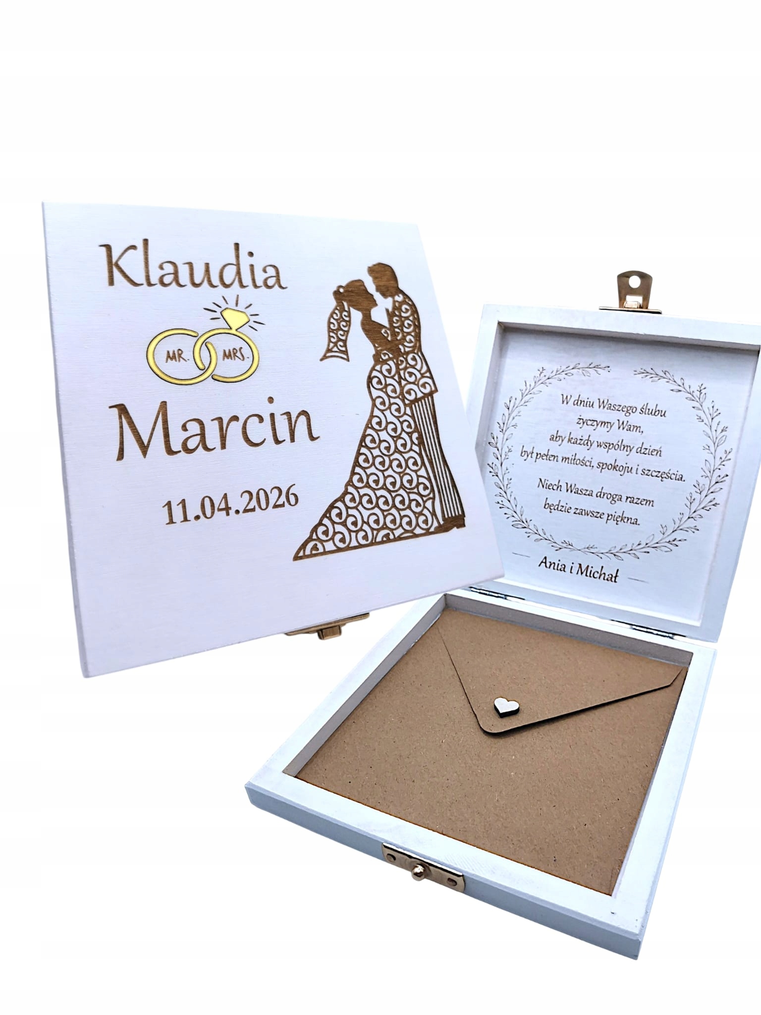 PUDEŁKO NA PIENIĄDZE ŚLUBNY PREZENT DLA PARY MŁODEJ PAMIĄTKA ŚLUBU