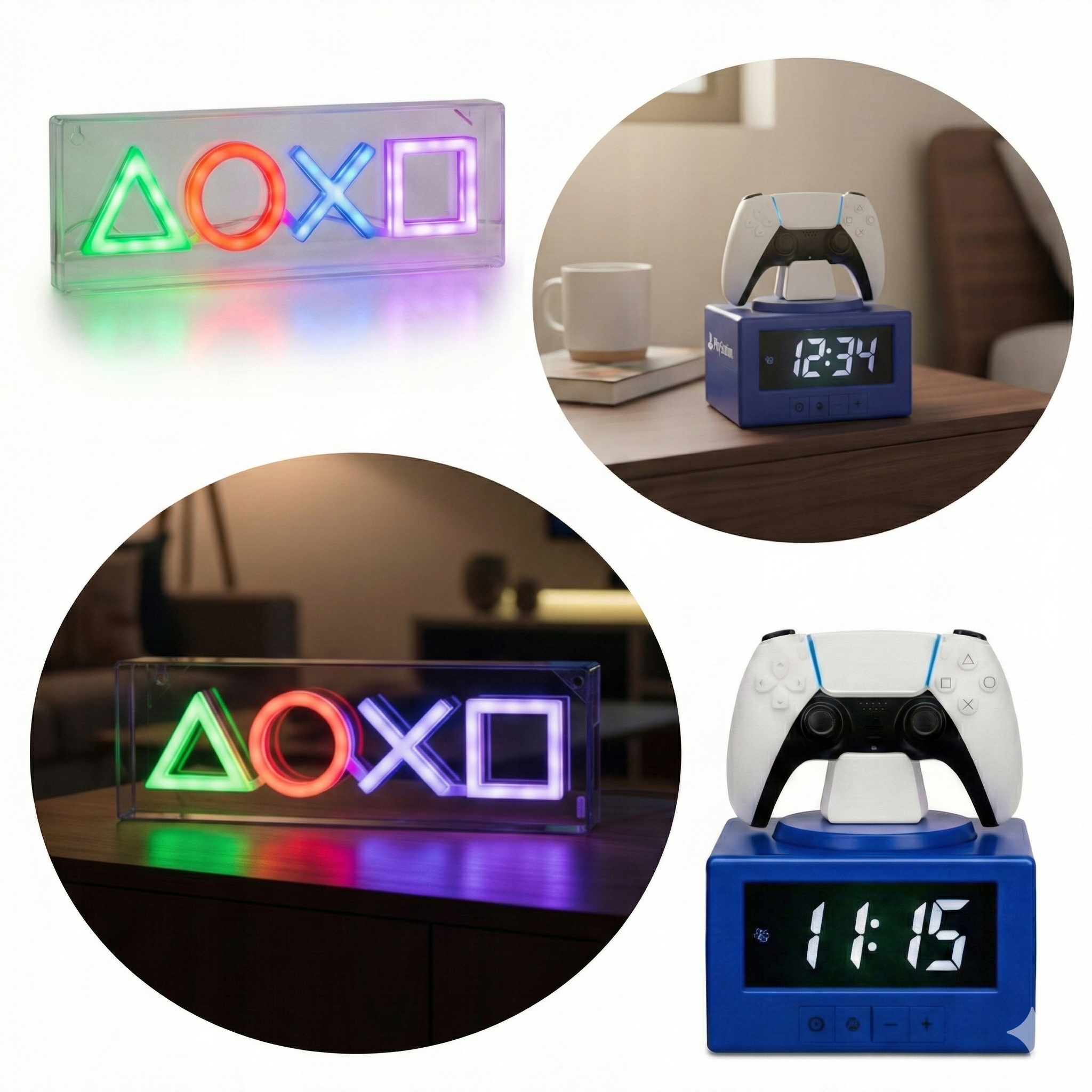 Paladone PlayStation Hrací sada Budík DualSense s LCD Led neon 29.8 cm