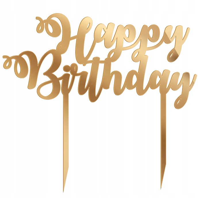 Topper urodzinowy Happy Birthday dekor napis Złote lustro PLEXI