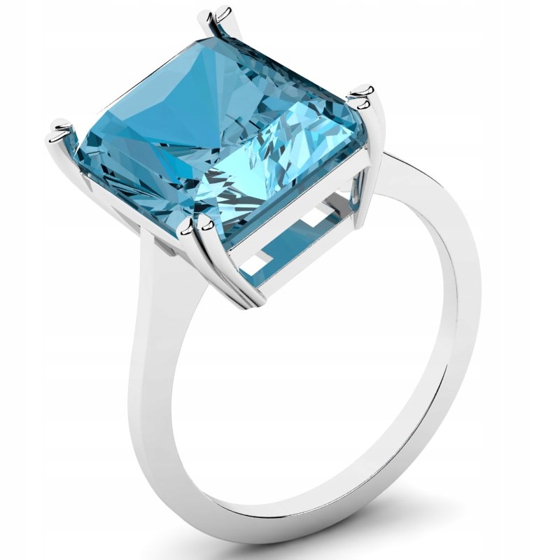 

Pierścionek Z Białego Złota Z Błękitną Cyrkonią