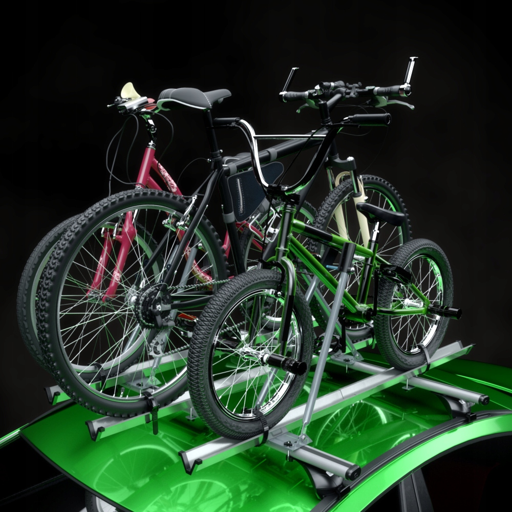 3x BAGAŻNIK DACHOWY NA ROWER - ALUMINIOWY UCHWYT ROWEROWY NA DACH - AMOS Waga produktu 3 kg