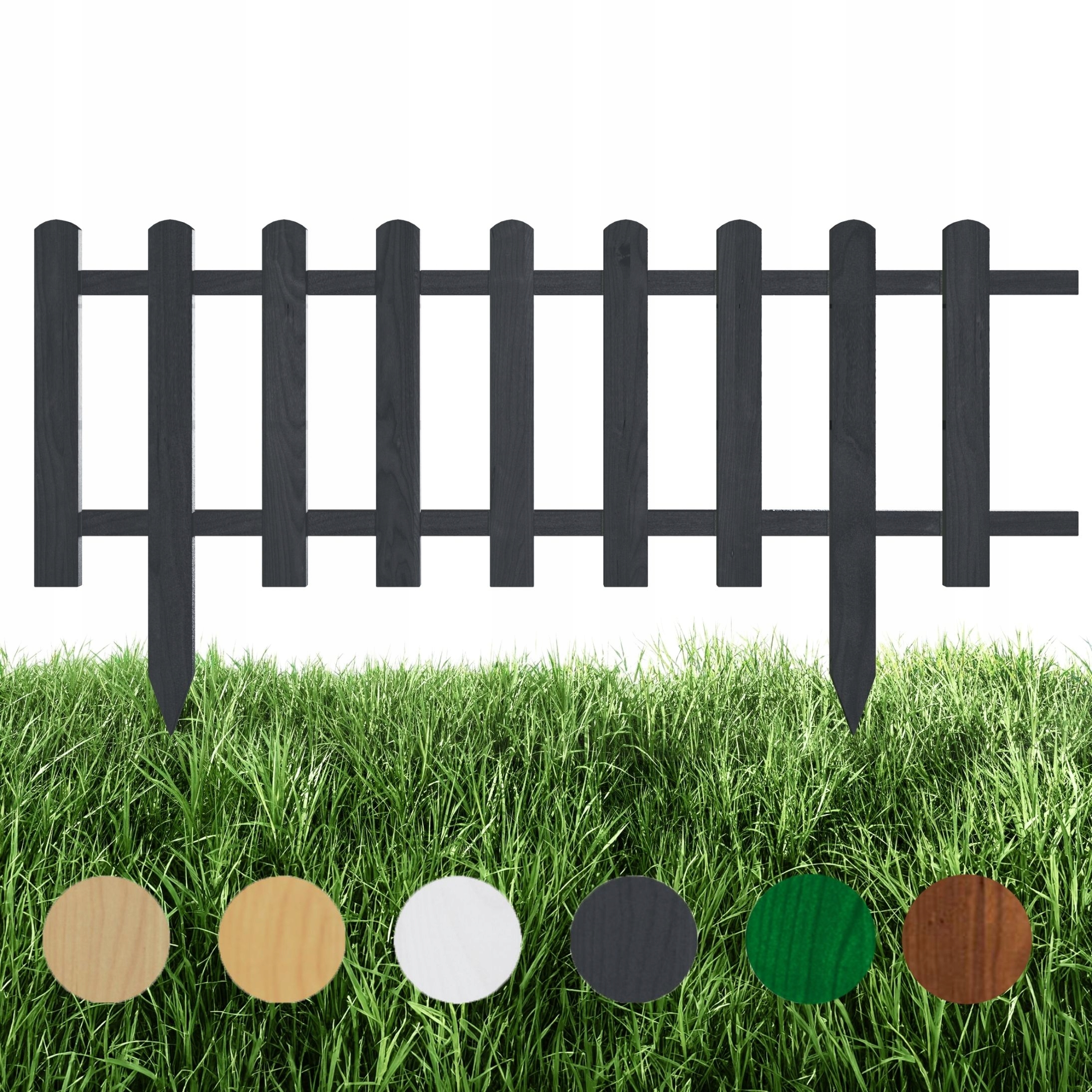 Floranica 4 Ks dřevěného zahradního plotu záhonový 100 x 30 cm Antracit