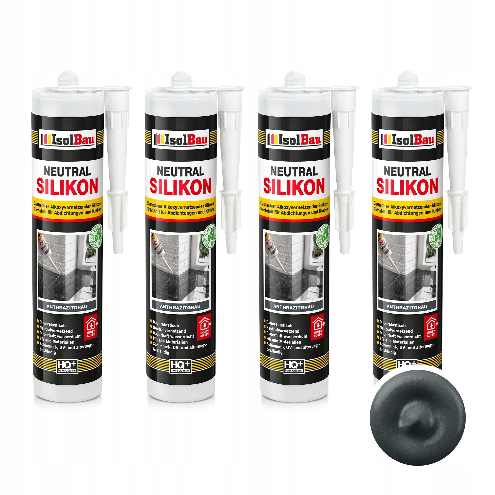 Silikon Neutrální Antracit 4 x 300 ml do koupelen Kuchyně Mramorového kamene