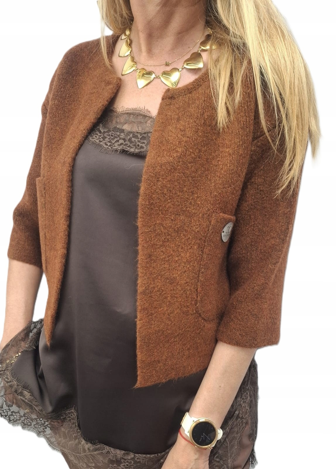 Bomber bunda Cocomore Bolero Cardigan Hnědý kaštanový Novinka