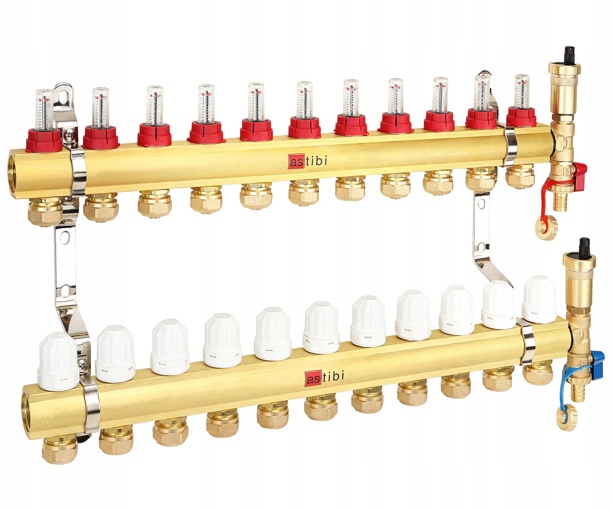 Rozdělovač 11 Okruhů Podlahového Vytápění Pro Podlahové Vytápění S Adaptéry Pex