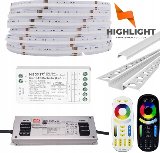 20 m Sada Fasáda Profil GK6-3 Klobúk Cob Led pásik RGBW-16w/24V IP65