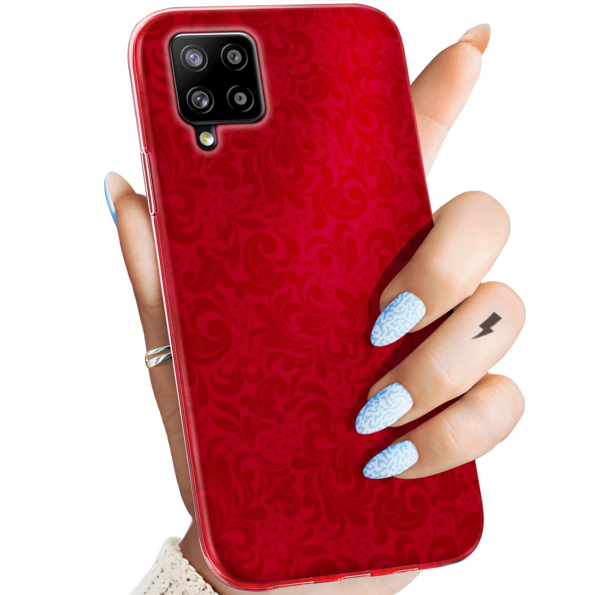 Etui Do Samsung A42 5G Czerwone Serca Róże Obudowa Pokrowiec Case