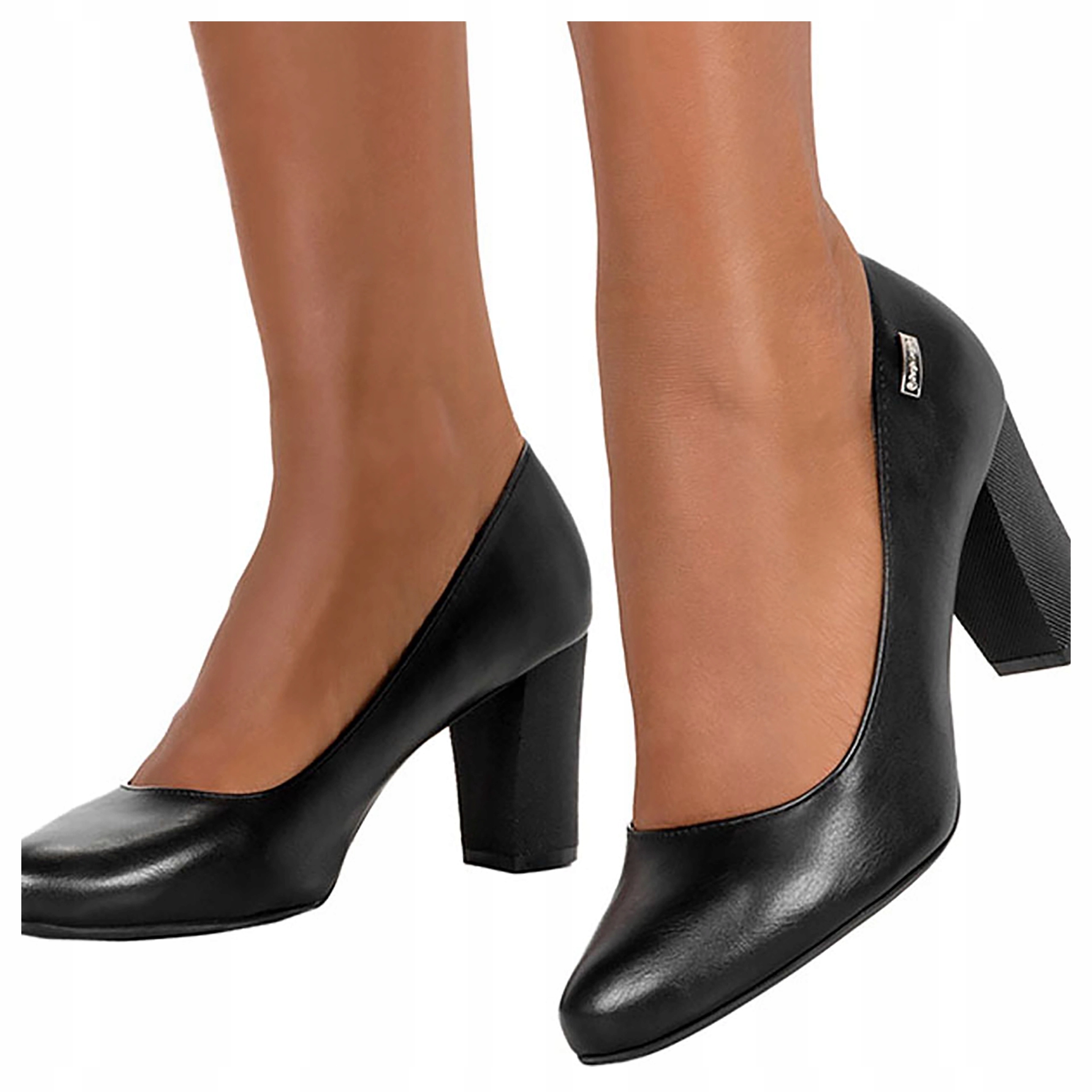 Dámské Lodičky Černé Na Podpatku Klasické Lehká Kožená Vložka r 36