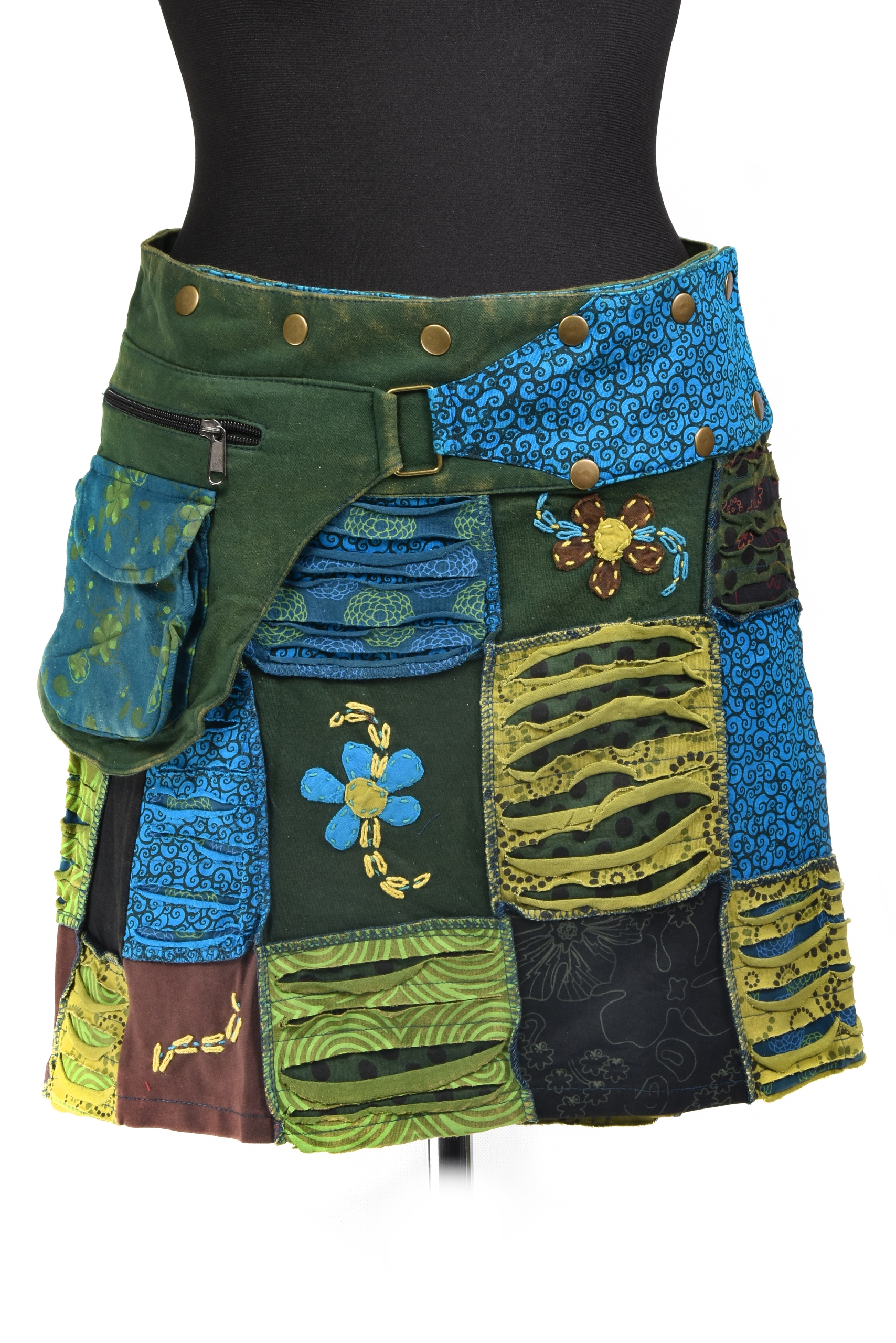 Hamro sukně asymetrická mini velikost univerzální Patchwork