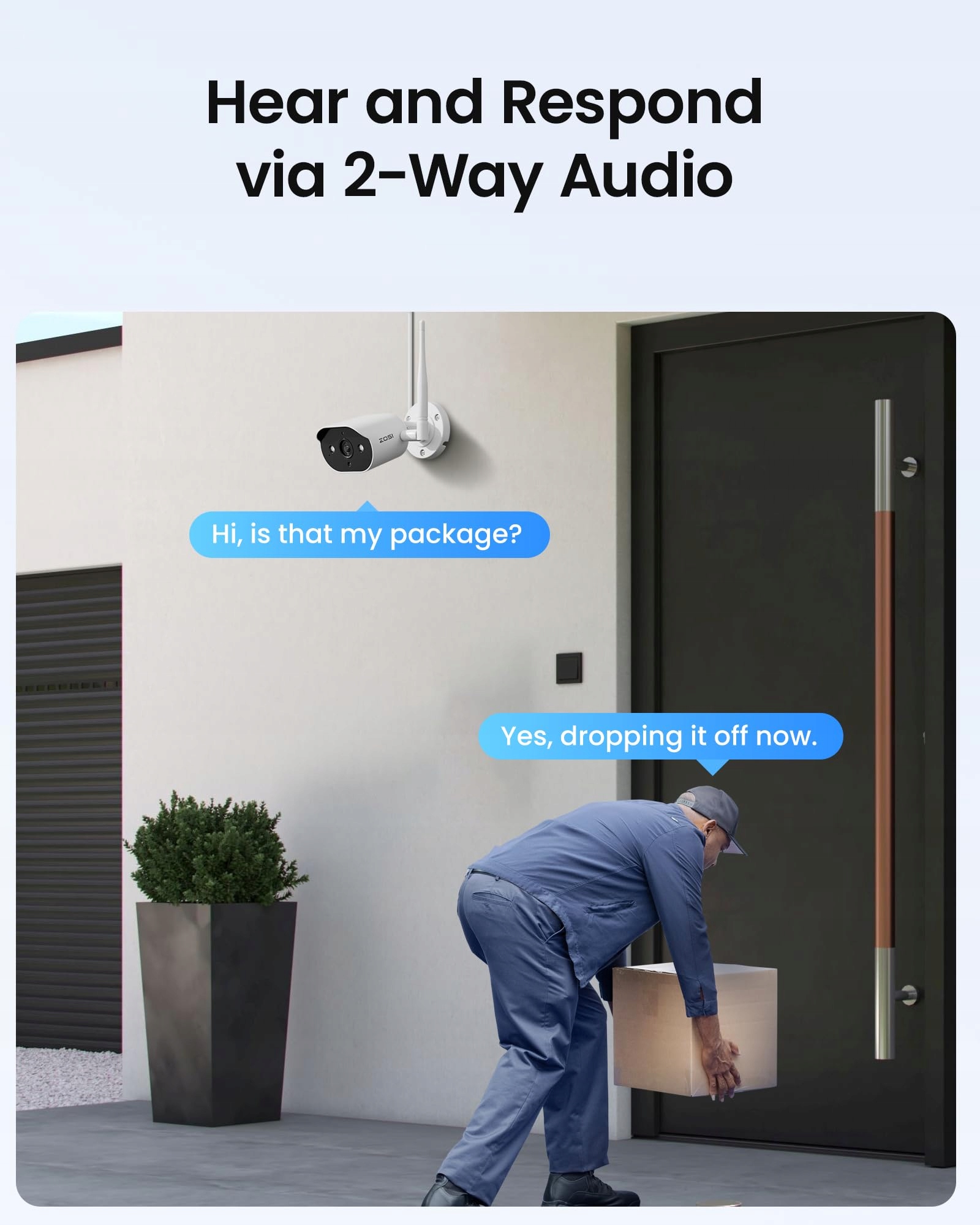 ZOSI Zestaw Kamer 3MP WLAN Zewnętrznych 8 Wi-Fi 6 2TB HDD NVR Audio Nocą — miniatura 6