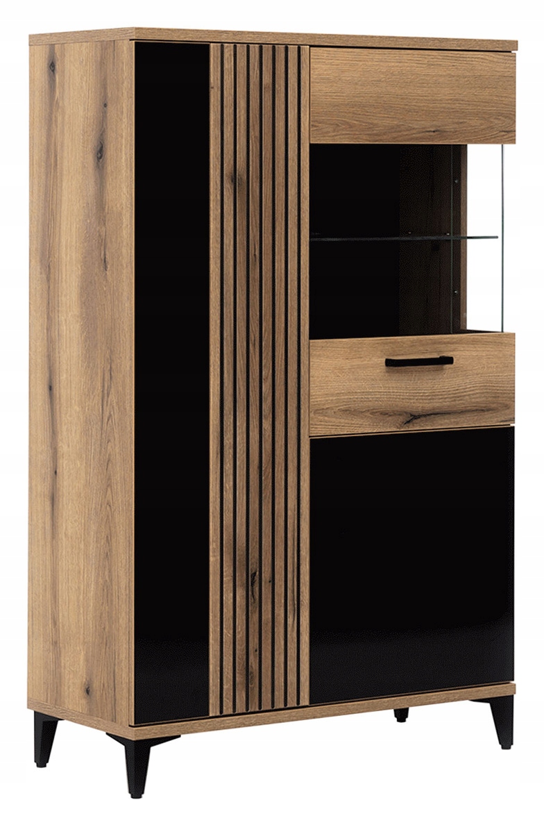 Witryna ARIS AS06,dąb evoke/czarny połysk, LIVEO, GRATISY,szybko Marka Liveo Meble