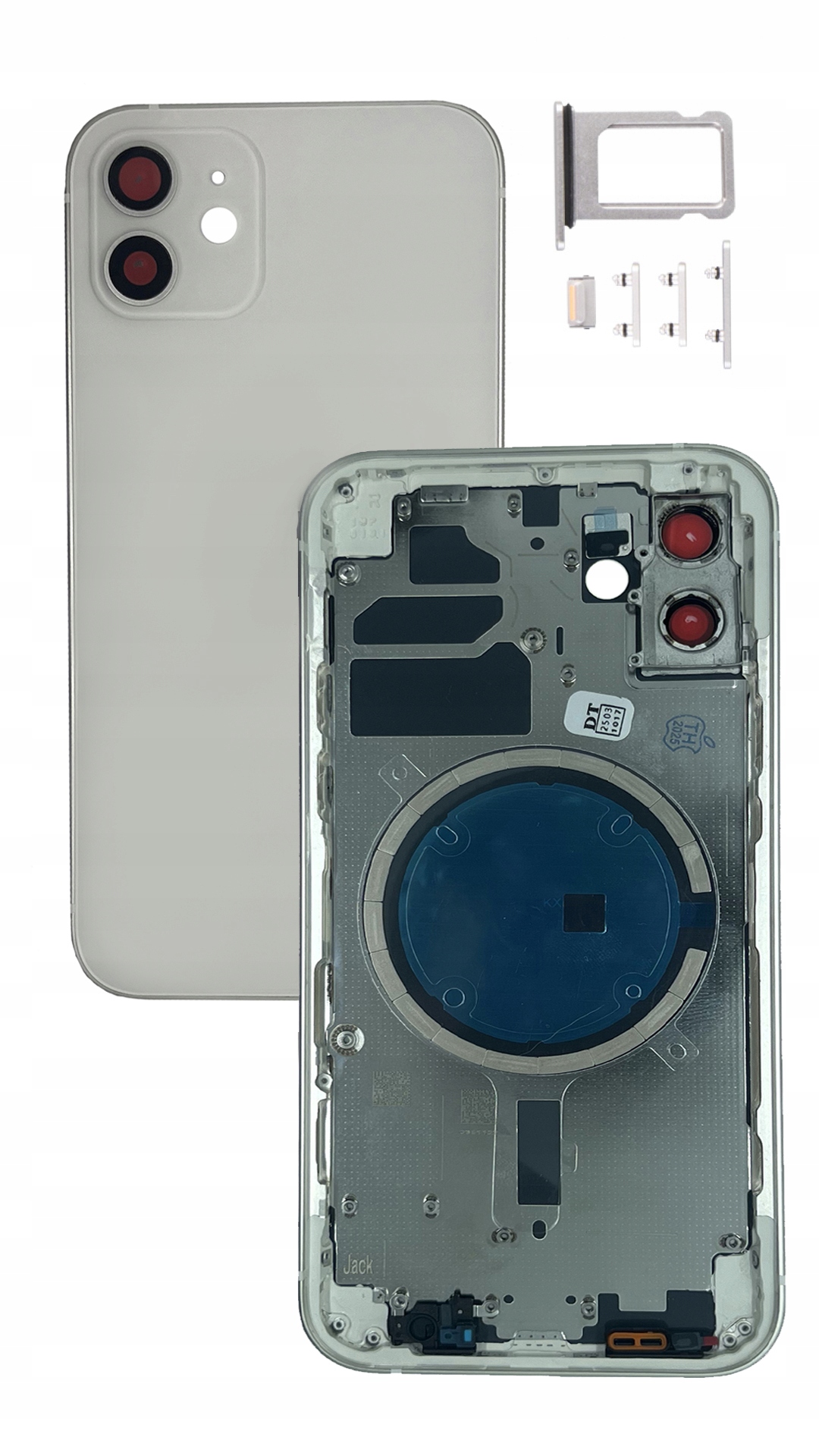 Kompletní pouzdro Bílé pro Apple iPhone 12 Mini, tělo a rámeček, zadní panel