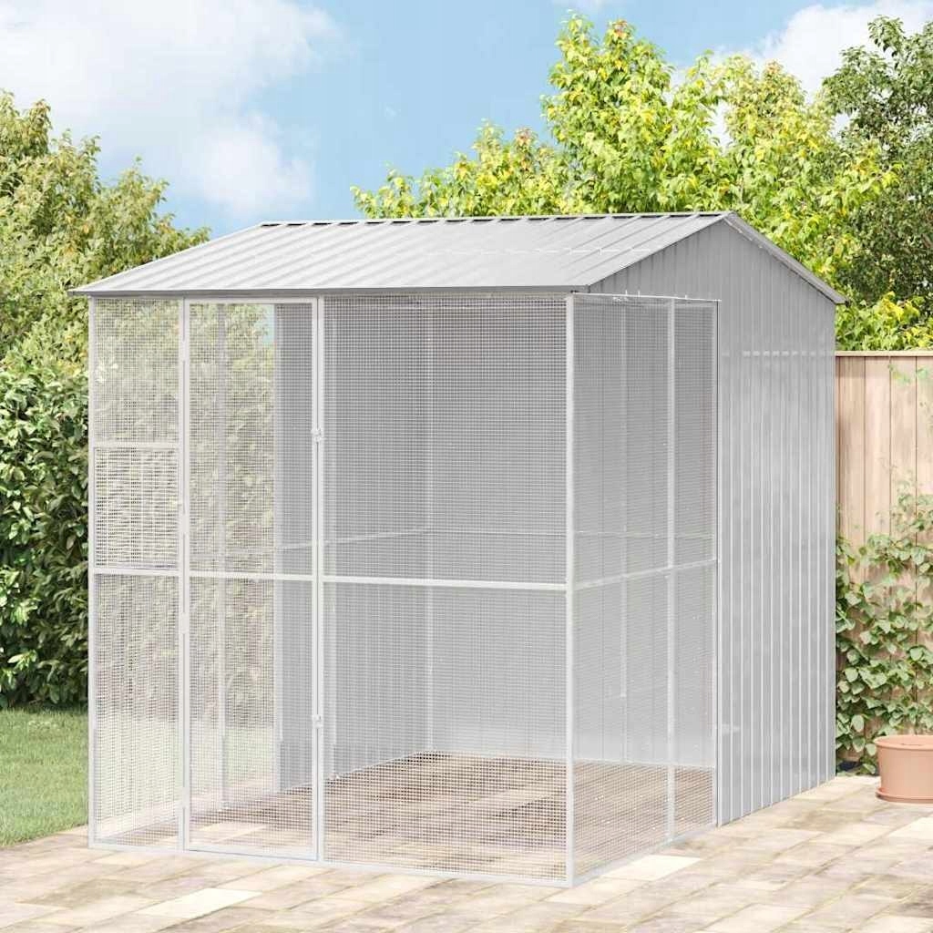 Klec pro ptáky Šedá 215 x 310 x 247 cm Ocel galvanizovaná Lumarko!