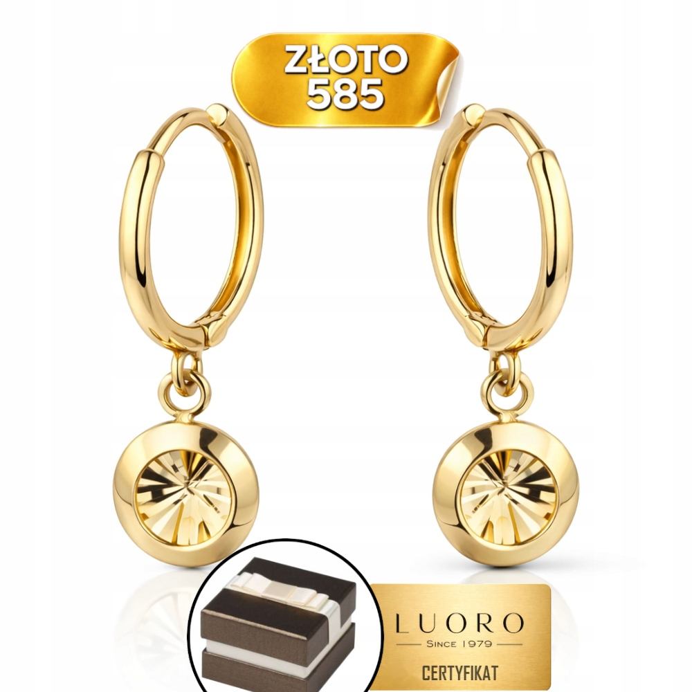 Náušnice Zlaté 585 14K Diamantové Kolečko 20 MM Kreol Elegantní