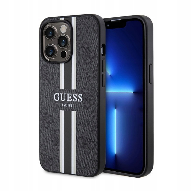 Guess 4G Printed Stripes MagSafe – Pouzdro pro iPhone 13 Pro Max (Černé)