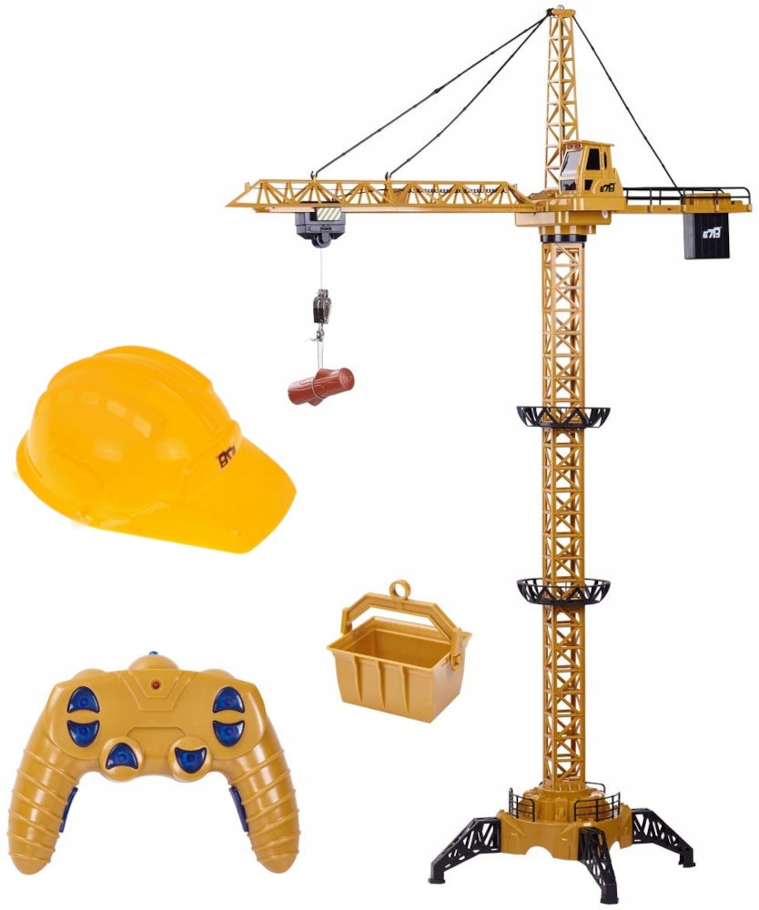 Mega Dźwig Żuraw Budowlany RC Zdalnie Sterowany 128cm na Pilot + Kask LED Materiał plastik