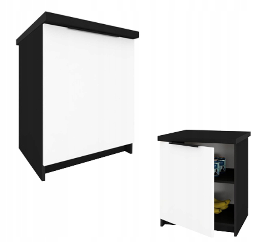 Kuchyňská Skříňka Stojící Spodní Kira Černá Bílá 40cm deska S Tlumením Dovírání