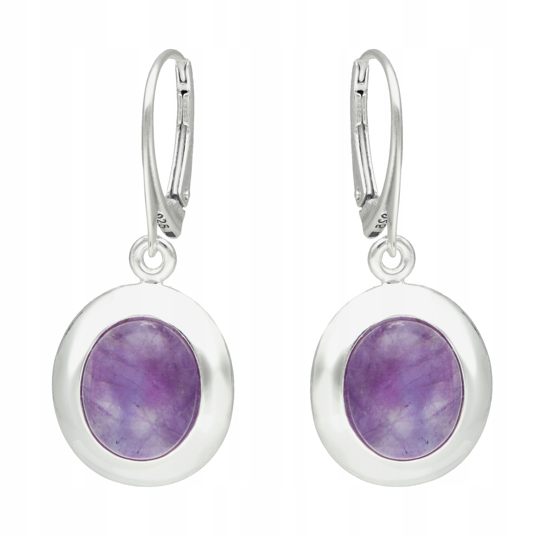 Náušnice oválné s ametystem stříbro