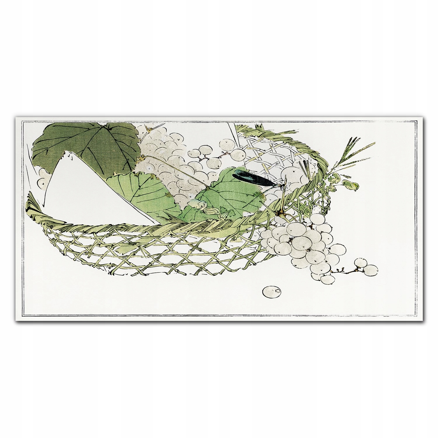 Obraz na plátne Kôš ovocie hrozno listy 140x70 cm