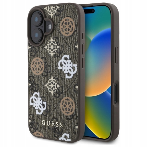 Guess GUHMP16SP4RPSW iPhone 16 6.1" hnědý/brown hardcase 4G Printed Strip