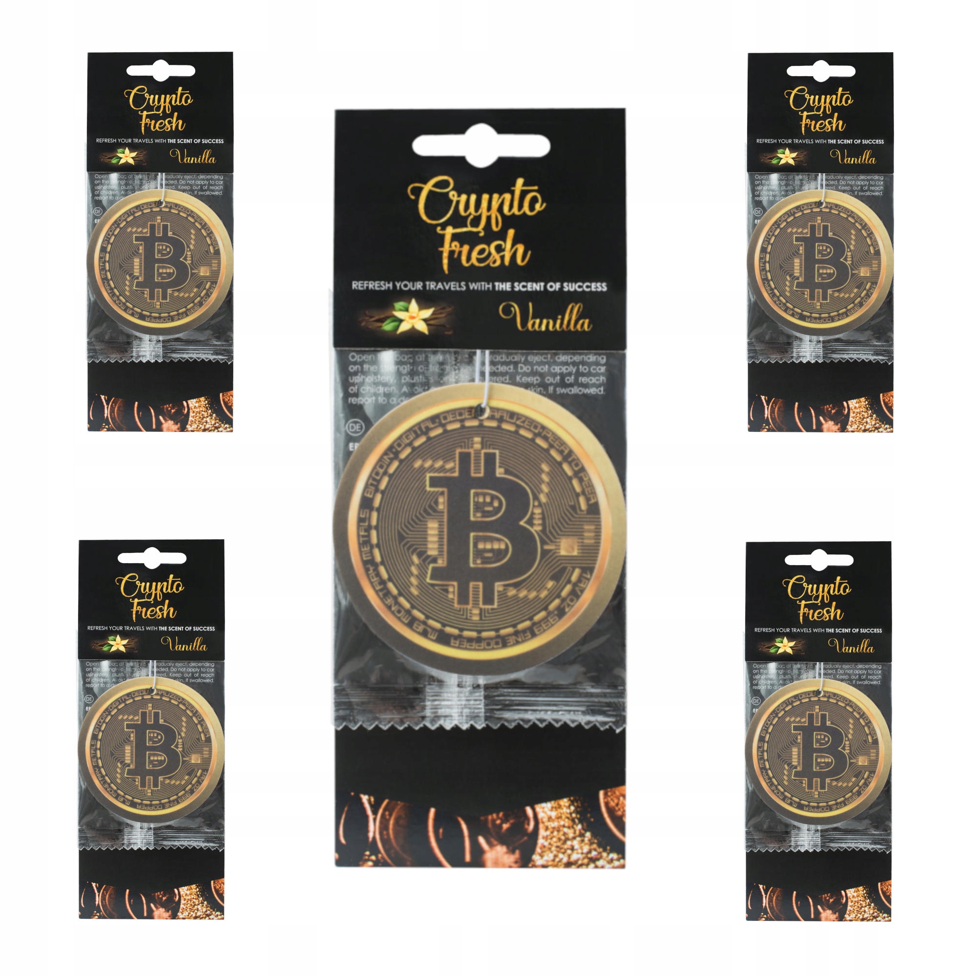 Bitcoin vůně do auta závěska Crypto Fresh Vanilla Sada 5 KS,  (5908305830306) • Ceny, Recenze - Allegro