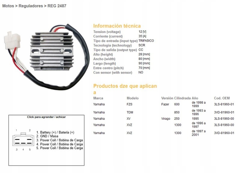 Regulátor Napätia Yamaha Tdm 850 93-96; Xvz 1300 96-01