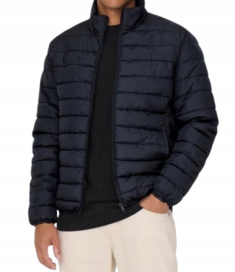 Only&sons Tmavě Modrá Prošívaná Bunda Ze Syntetického Materiálu L K1C