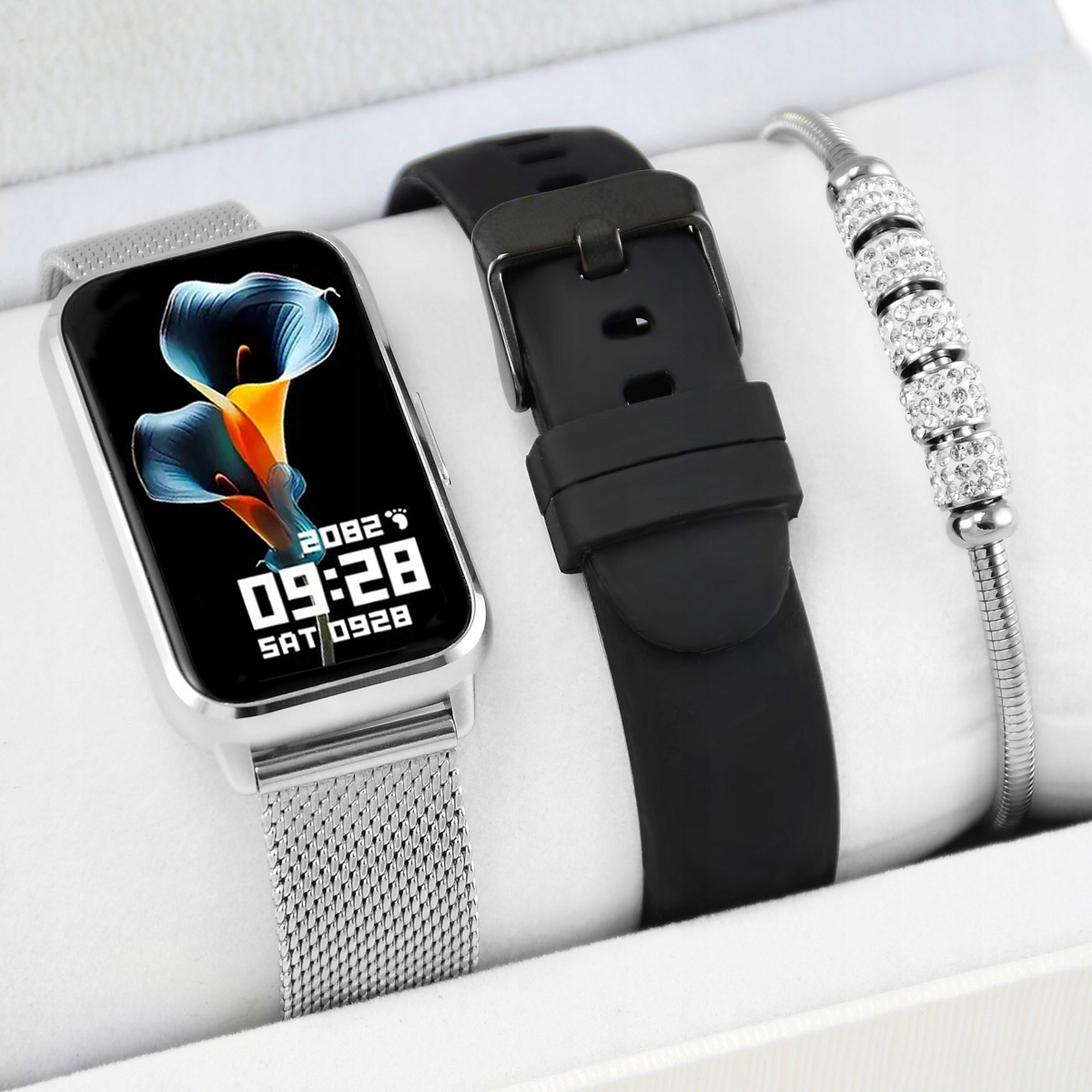 Dámská sada Chytré Hodinky s Amoled Sms hovory Sport Zdraví Zlaté Menu Pl