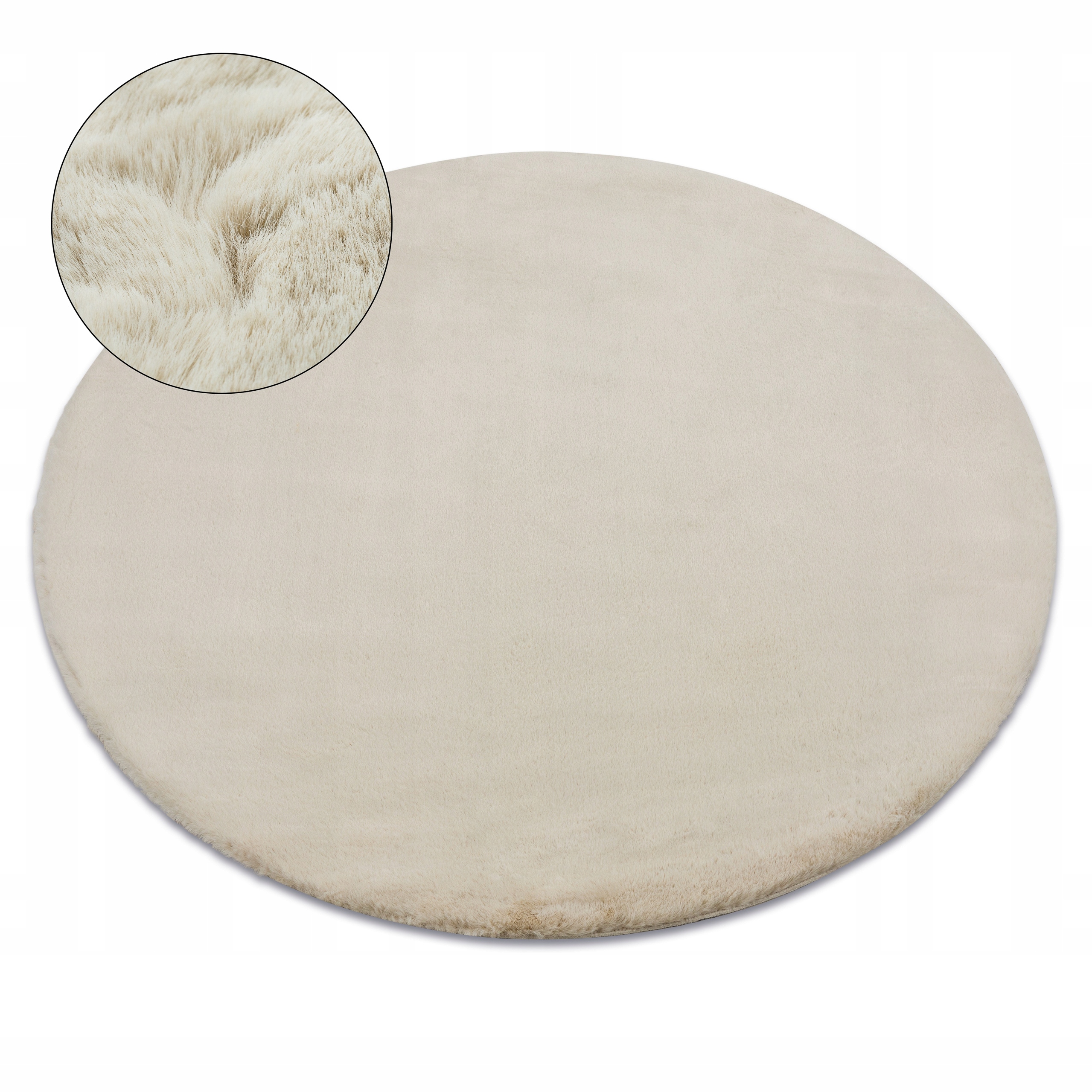 Dywan Bunny koło beż Imitacja Futra Królika okrągły szr. 120 cm