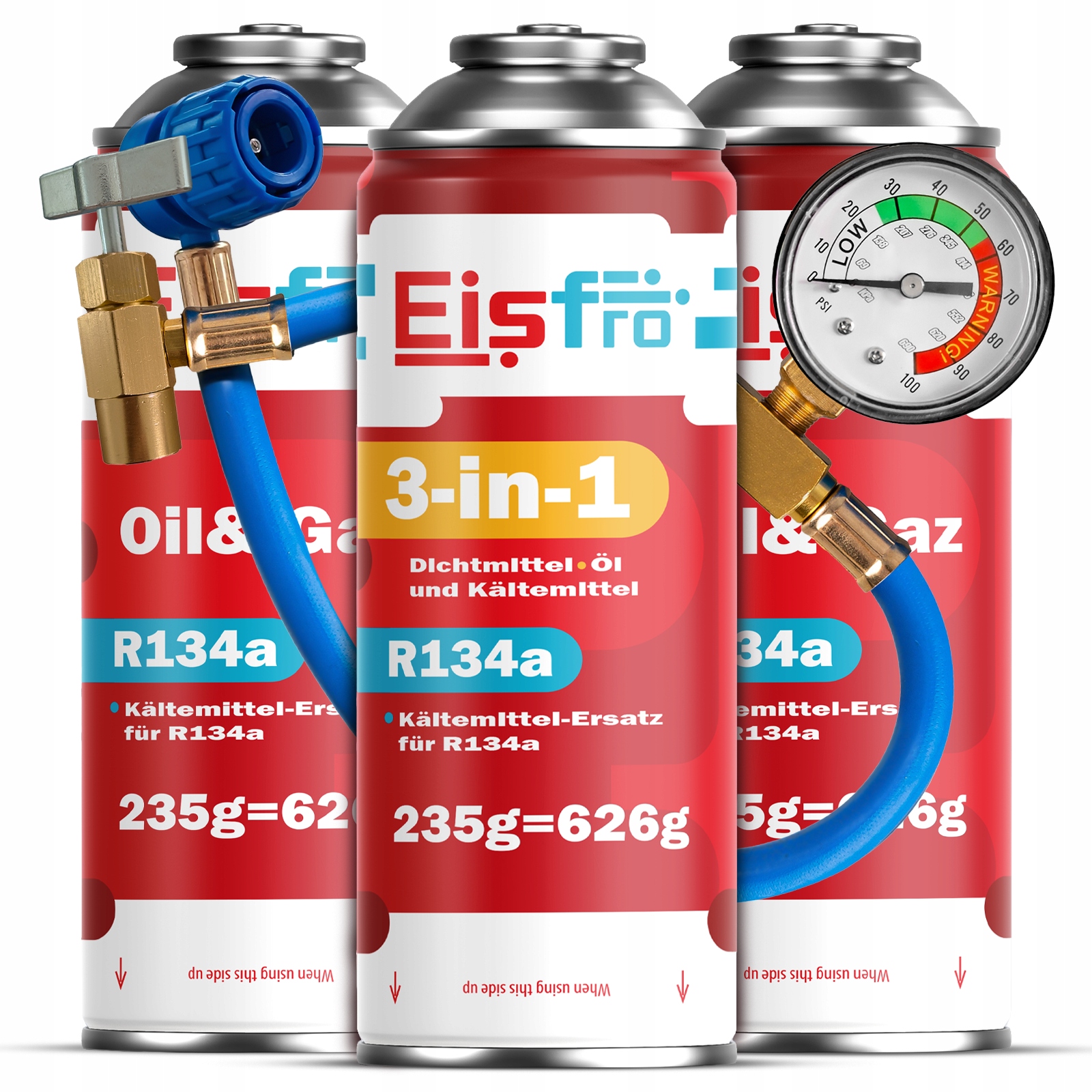 3x Gaz Pro Klimatizace R134a chladivo 2v1 3v1 705g Kabel