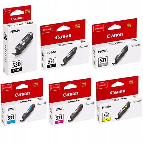 Oryginalne Tusze Canon PGI-530 Pgbk CLI531 B C M Y Gy Pixma TS8750 TS8751