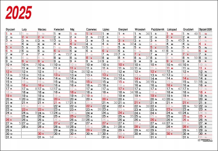 PLANER ŚCIENNY B0 2025